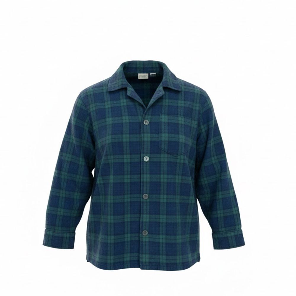 ⛰️ L.L. Bean Men’s Flannel Shirt Navy‎ & Green Plaid XL-XXL Cozy Button-Down